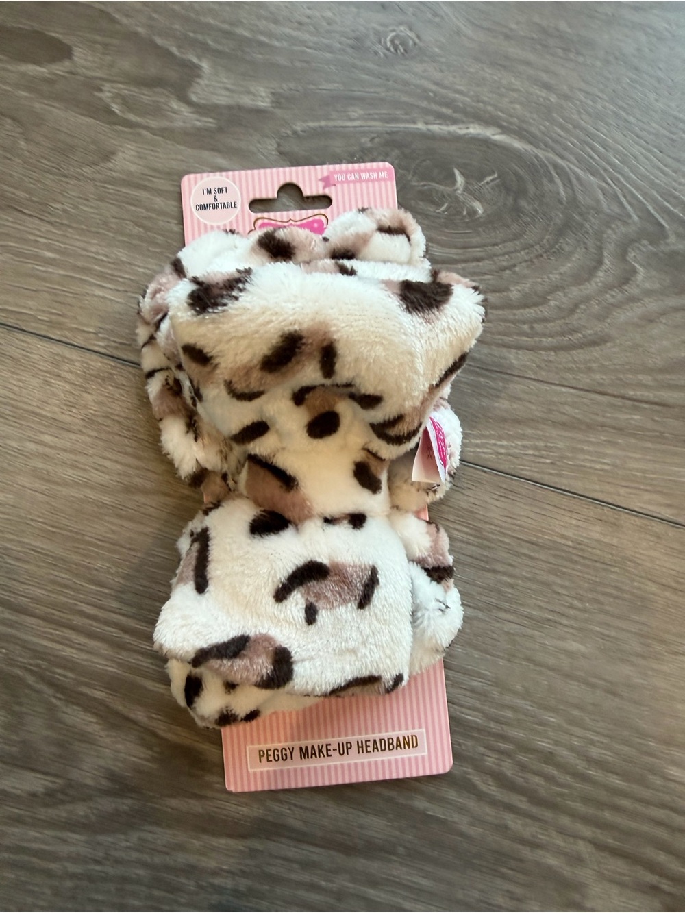 Peggy Leopard Print Makeup Headband - Cream and Brown